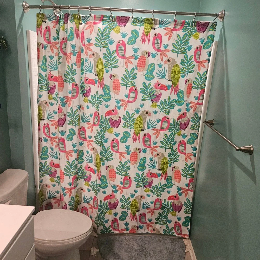 Unbranded Shower Curtain Unisex OS Multicolor Tropical Parrot Toucan Boho Jungle